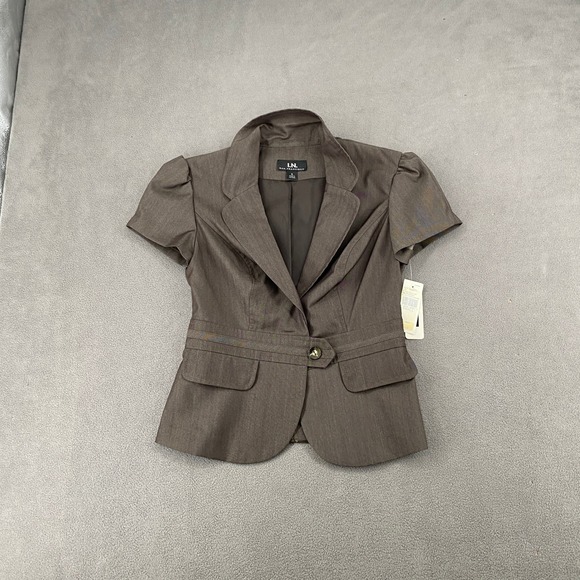 I.N. San Francisco Jackets & Blazers - I.N. San Francisco Womens Brown Short Sleeve Single Button Blazer Jacket 0088Y07